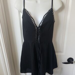 Stella Laguna Beach Black Lace-Up Spaghetti Strap Romper Size S Like New
